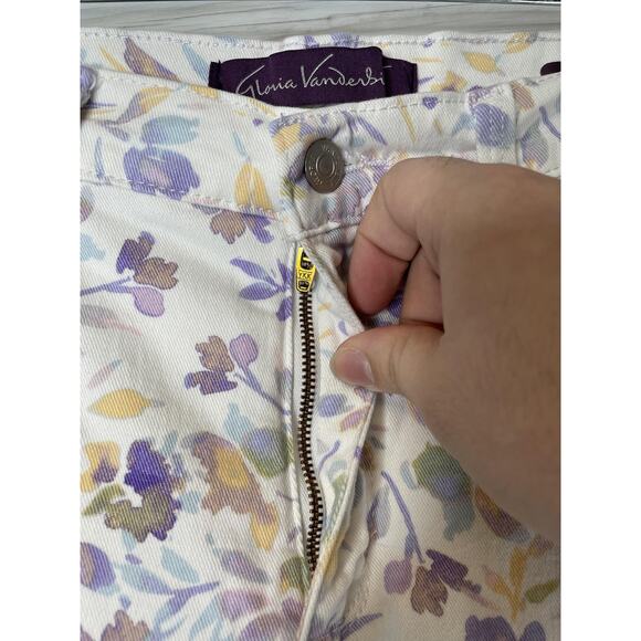 Gloria Vanderbilt Pants Womens 10P Floral Amanda Capri Stretch Denim Petite - Picture 2 of 14